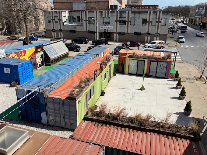 Boxville shipping container marketplace at 330 E 51st St, Chicago