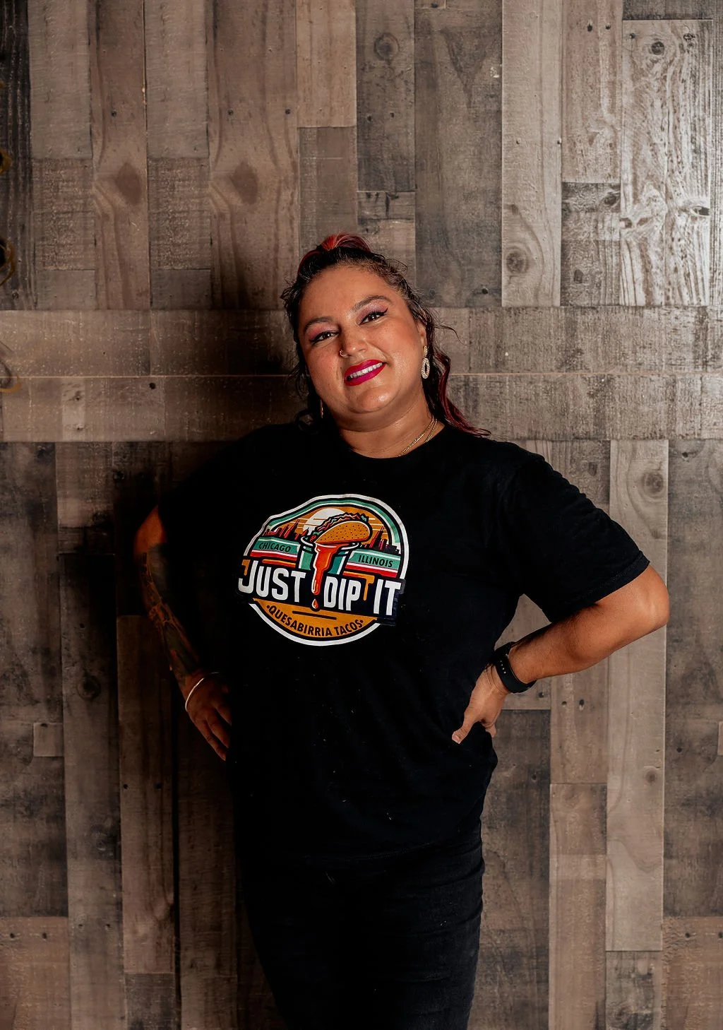 Jessica House cooking at Just Dip It Tacos